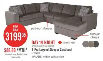 The Brick Legend 3-Piece Right-Facing Chenille Sleeper Sectional Sofa - Pewter offer