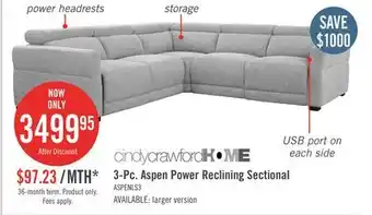 The Brick Aspen 3-Piece Power Reclining Sectional - Grey offer