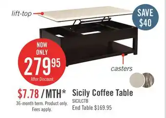 The Brick Sicily Coffee Table with Lift-Top and Casters Beige offer