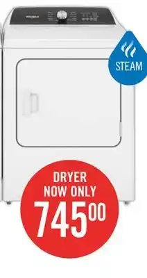 The Brick Whirlpool 7 Cu. Ft. Electric Dryer with Steam - YWED5050LW offer