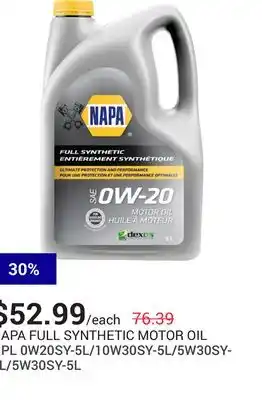 NAPA Auto Parts FULL SYNTHETIC MOTOR OIL offer