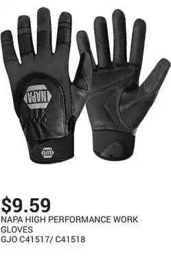 NAPA Auto Parts HIGH PERFORMANCE WORK GLOVES offer