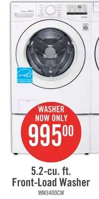 The Brick LG 5.2 Cu. Ft. Front-Load Washer - WM3400CW offer