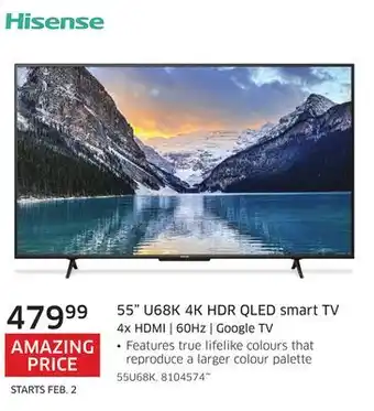 The Source Hisense 55 U68K 4K HDr QLED smart TV offer