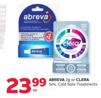Rexall ABREVA 2g or CLERA 5mL Cold Sore Treatments offer