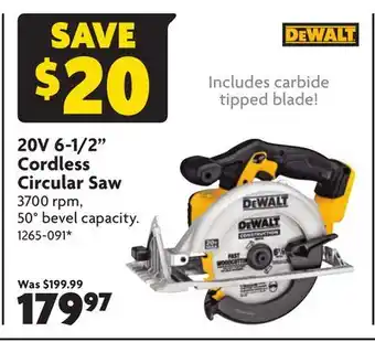 Home Hardware 20V 6-1/2 Cordless Circular Saw offer