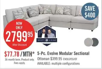 The Brick Evolve Linen-Look Fabric 5-Piece Modular Sectional with 4 Armless Chairs - Light Grey offer