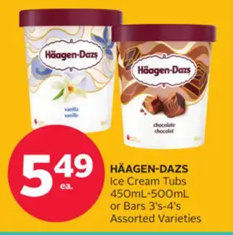 Rexall HÄAGEN-DAZS Ice Cream Tubs 450mL-500mL or Bars 3' s-4' s offer