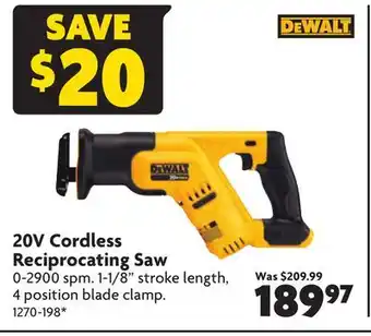 Home Hardware 20V Cordless Reciprocating Saw offer