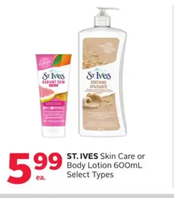 Rexall ST. IVES Skin Care or Body Lotion offer
