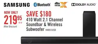 The Brick Samsung 410 W 2.1-Channel Soundbar with Wireless Subwoofer - HW-B550/ZC offer