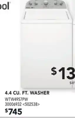 RONA WHIRLPOOL 4.4 CU. FT. WASHER offer