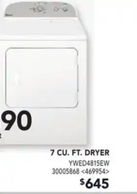 RONA WHIRLPOOL 7 CU. FT. DRYER offer