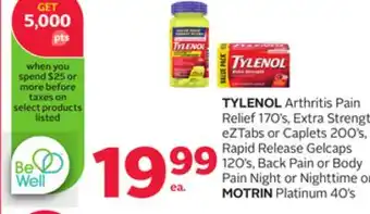 Rexall TYLENOL Arthritis Pain Relief 170's, Extra Strength eZTabs or Caplets 200's, Rapid Release Gelcaps 120's, Back Pain or Body P offer