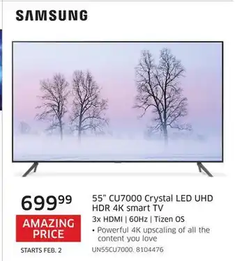 The Source Samsung 55 CU7000 Crystal LED UHD HDR 4K smart TV 3x HDMI | 60Hz | Tizen OS offer