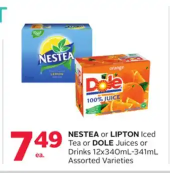 Rexall NESTEA or LIPTON Iced Tea or DOLE Juices or Drinks offer