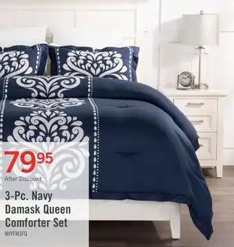 The Brick Navy Damask 3-Piece Full/Queen Comforter Set offer