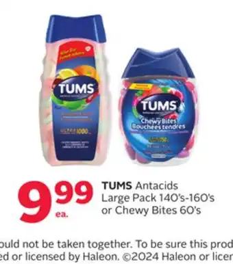 Rexall TUMS Antacids Large Pack 140's-160's or Chewy Bites 60's offer