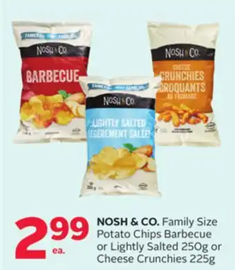 Rexall NOSH & CO. Family Size Potato Chips Barbecue or Lightly Salted 250g or Cheese Crunchies 225g offer