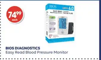 Wellwise by Shoppers BIOS DIAGNOSTICS Easy Read Blood Pressure Monitor offer