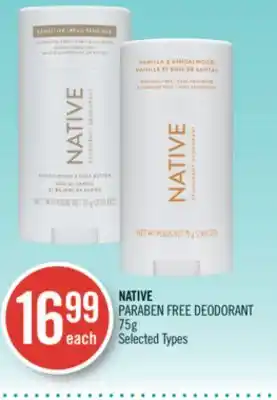 Shoppers Drug Mart NATIVE PARABEN FREE DEODORANT offer