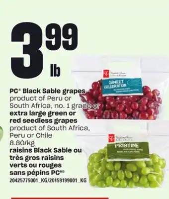 Independent City Market RAISINS BLACK SABLE OU TRÈS GROS RAISINS VERTS OU ROUGES SANS PÉPINS PC offer