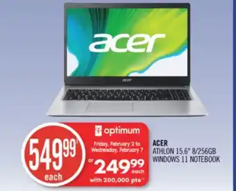 Shoppers Drug Mart ACER ATHLON 15.6 8/256GB WINDOWS 11 NOTEBOOK offer