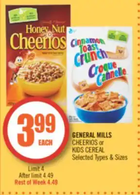 Shoppers Drug Mart GENERAL MILLS CHEERIOS or KIDS CEREAL offer