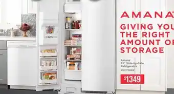 TA Appliances & Barbecues Amana 33 Side-by-Side Refrigerator offer