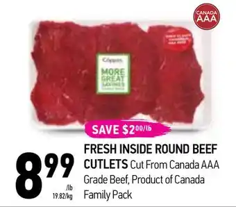 Coppa's Fresh Market FRESH INSIDE ROUND BEEF CUTLETS Cut From Canada AAA offer