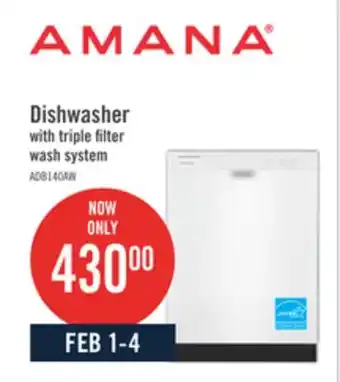 The Brick Amana Dishwasher with Triple Filter Wash System - ADB1400AMW offer