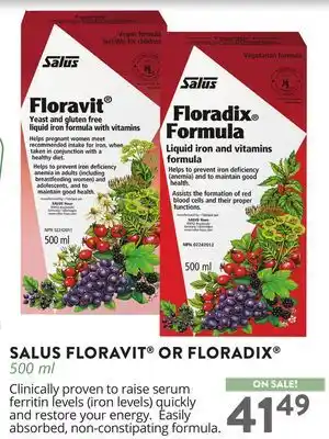 Ki Nature & Santé SALUS FLORAVIT OR FLORADIX offer