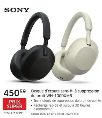The Source Casque d'écoute sans fil à suppression du bruit WH-1000XM5 Sony offer