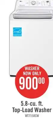 The Brick LG 5.8 Cu. Ft. Top-Load Washer with Turbo Drum - WT7150CW offer