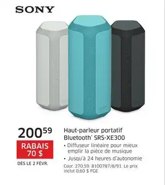 The Source Haut-parleur portatif Bluetooth sRs-Xe300 Sony offer