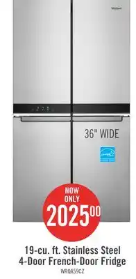 The Brick Whirlpool 19.4 Cu. Ft. 4-Door French-Door Refrigerator - WRQA59CNKZ offer