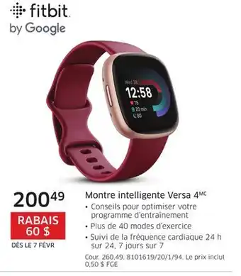 The Source Montre intelligente Versa 4 Fitbit offer