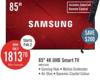 The Brick Samsung 85 CU8000 Crystal UHD 4K Smart TV offer