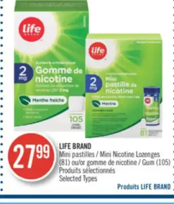 Pharmaprix LIFE BRAND Mini Nicotine Lozenges (81) or Gum (105) offer