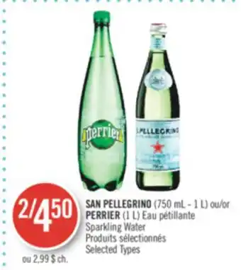 Pharmaprix SAN PELLEGRINO (750 mL - 1 L) or PERRIER (1 L) Sparkling Water offer