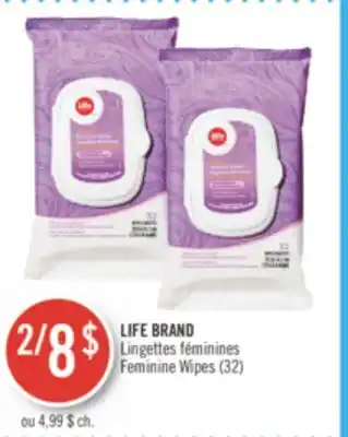 Pharmaprix LIFE BRAND Feminine Wipes offer
