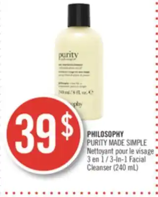 Pharmaprix PHILOSOPHY PURITY MADE SIMPLE 3-In-1 Facial Cleanser offer