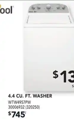 Réno Dépôt WHIRLPOOL 4.4 CU. FT. WASHER offer