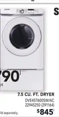 Réno Dépôt SAMSUNG 7.5 CU. FT. DRYER offer