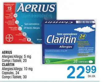Uniprix AERIUS Allergies/Allergy, Compr./Tablets, CLARITIN Allergies/Allergy, Compr./Tablets offer