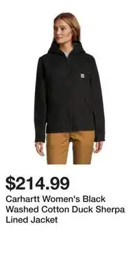 Mark's Carhartt Women's Black Washed Cotton Duck Sherpa Lined Jacket offer