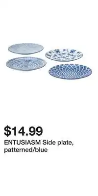 IKEA ENTUSIASM Side plate, patterned/blue offer