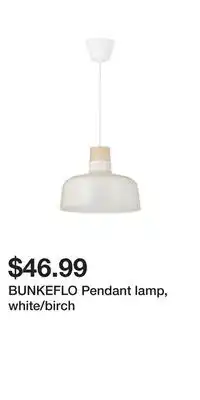 IKEA BUNKEFLO Pendant lamp, white/birch offer