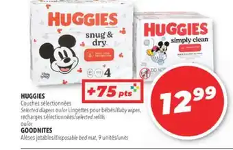 Familiprix HUGGIES Selected diapers or Baby wipes, GOODNITES Disposable bed mat offer