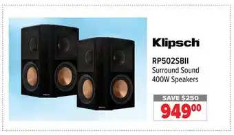 2001 Audio Video Klipsch Surround Sound 400W Speakers offer